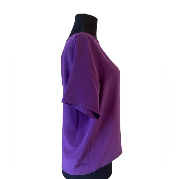 Vintage Classix Short Sleeve Purple Silk Blouse Small - Picture 4 of 13